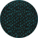 Round Machine Washable Abstract Turquoise Modern Area Rugs, wshabs4658turq