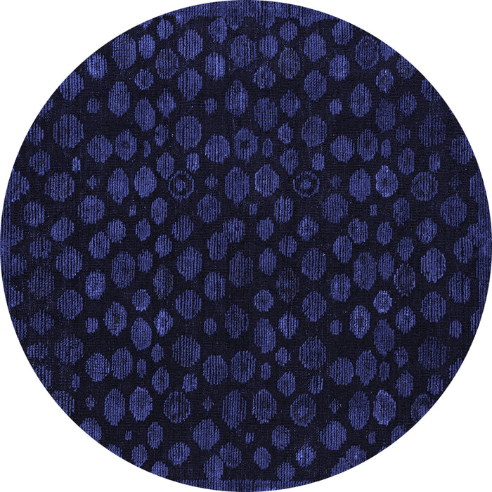 Round Abstract Blue Modern Rug, abs4658blu