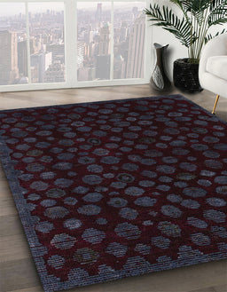 Abstract Chocolate Brown Modern Rug in Family Room, abs4658