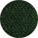 Round Machine Washable Abstract Emerald Green Modern Area Rugs, wshabs4658emgrn