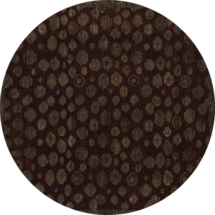Round Abstract Brown Modern Rug, abs4658brn