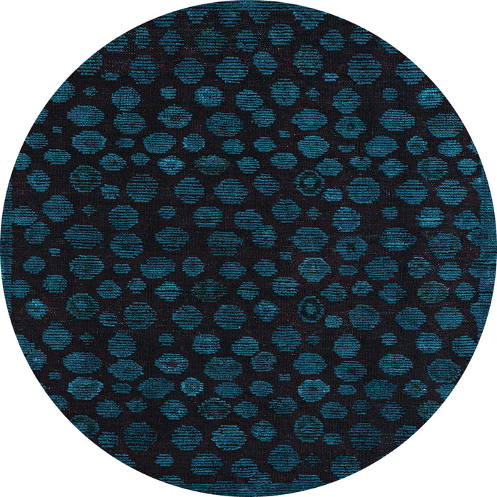 Round Machine Washable Abstract Light Blue Modern Rug, wshabs4658lblu