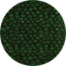 Round Abstract Green Modern Rug, abs4658grn