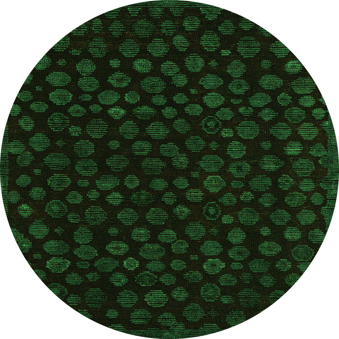 Round Machine Washable Abstract Green Modern Area Rugs, wshabs4658grn