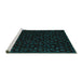 Sideview of Machine Washable Abstract Turquoise Modern Area Rugs, wshabs4658turq