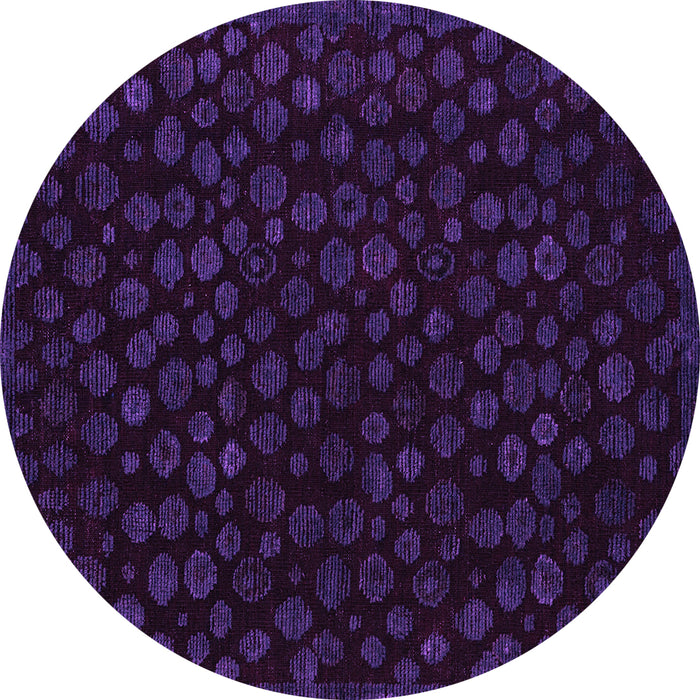 Round Machine Washable Abstract Purple Modern Area Rugs, wshabs4658pur