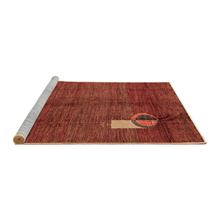 Sideview of Machine Washable Abstract Red Rug, wshabs4659