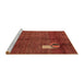 Sideview of Machine Washable Abstract Red Rug, wshabs4659