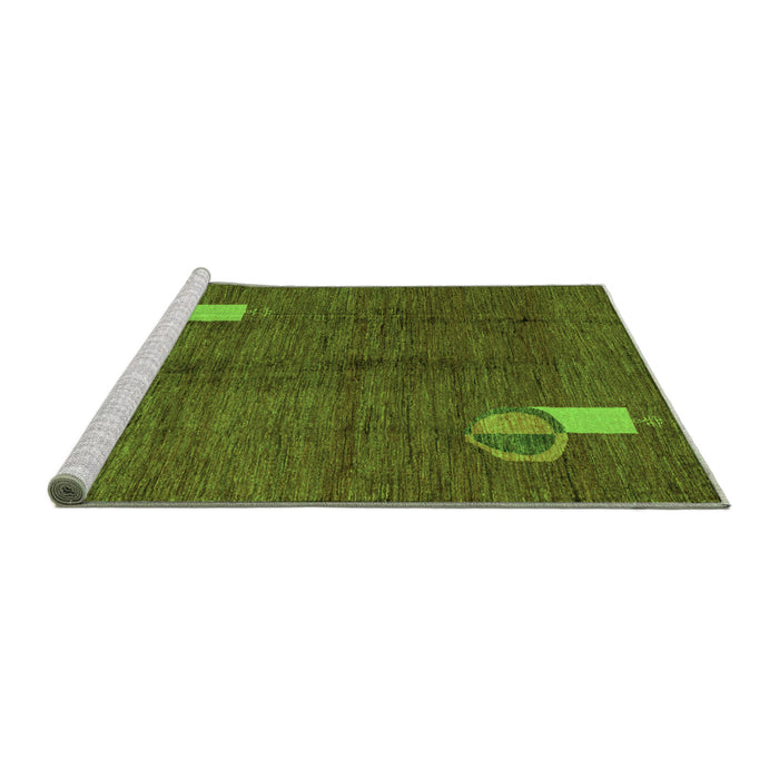 Sideview of Machine Washable Abstract Green Modern Area Rugs, wshabs4659grn