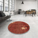 Round Abstract Red Modern Rug in a Office, abs4659