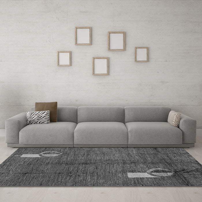 Machine Washable Abstract Gray Modern Rug in a Living Room,, wshabs4659gry