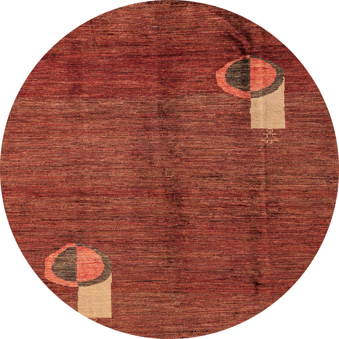 Round Machine Washable Abstract Red Rug, wshabs4659