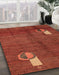 Machine Washable Abstract Red Rug in a Family Room, wshabs4659