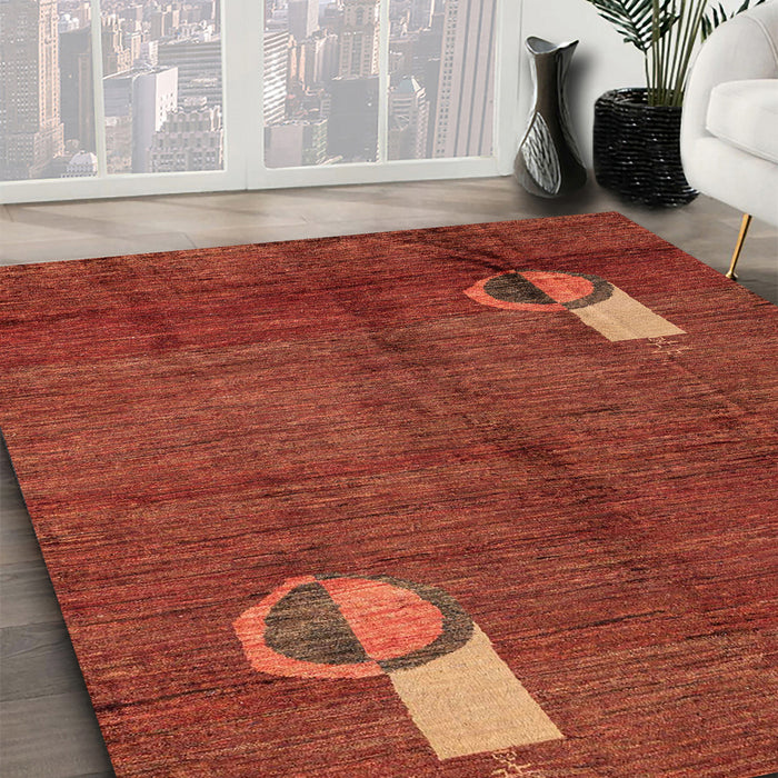 Machine Washable Abstract Red Rug in a Family Room, wshabs4659