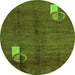 Round Abstract Green Modern Rug, abs4659grn