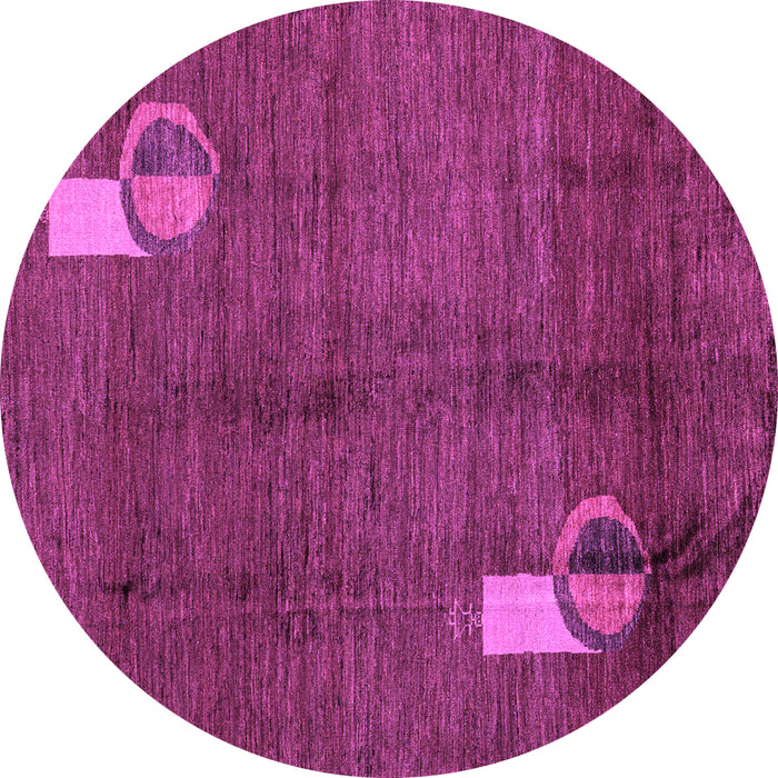 Round Machine Washable Abstract Purple Modern Area Rugs, wshabs4659pur