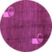 Round Machine Washable Abstract Purple Modern Area Rugs, wshabs4659pur