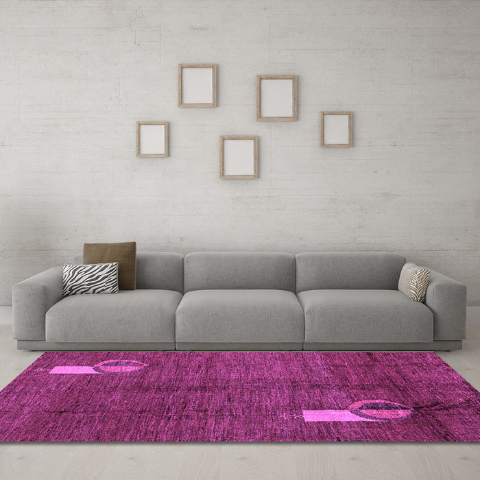 Machine Washable Abstract Purple Modern Area Rugs in a Living Room, wshabs4659pur