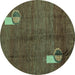 Round Abstract Turquoise Modern Rug, abs4659turq