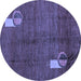 Round Machine Washable Abstract Blue Modern Rug, wshabs4659blu