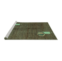 Sideview of Machine Washable Abstract Turquoise Modern Area Rugs, wshabs4659turq