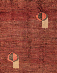 Machine Washable Abstract Red Rug, wshabs4659