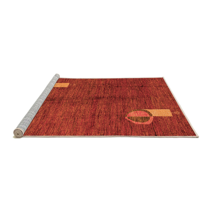 Sideview of Machine Washable Abstract Orange Modern Area Rugs, wshabs4659org