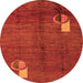 Round Abstract Orange Modern Rug, abs4659org