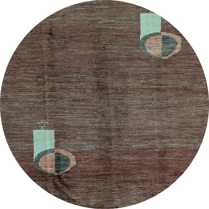 Round Abstract Light Blue Modern Rug, abs4659lblu