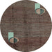 Round Abstract Light Blue Modern Rug, abs4659lblu