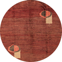 Round Abstract Red Modern Rug, abs4659