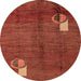 Round Abstract Red Modern Rug, abs4659