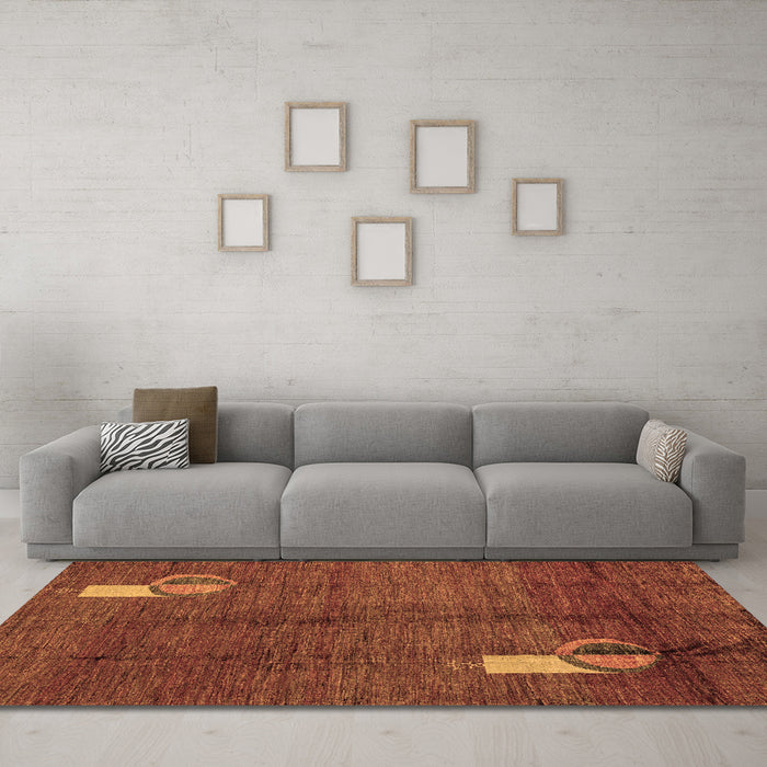 Machine Washable Abstract Brown Modern Rug in a Living Room,, wshabs4659brn