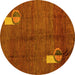 Round Abstract Yellow Modern Rug, abs4659yw