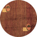 Round Abstract Brown Modern Rug, abs4659brn