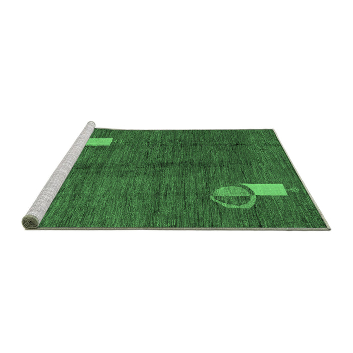Sideview of Machine Washable Abstract Emerald Green Modern Area Rugs, wshabs4659emgrn
