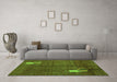 Machine Washable Abstract Green Modern Area Rugs in a Living Room,, wshabs4659grn