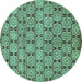 Round Abstract Turquoise Modern Rug, abs465turq