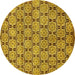 Round Abstract Yellow Modern Rug, abs465yw