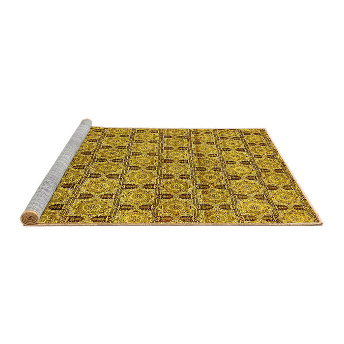 Sideview of Machine Washable Abstract Yellow Modern Rug, wshabs465yw
