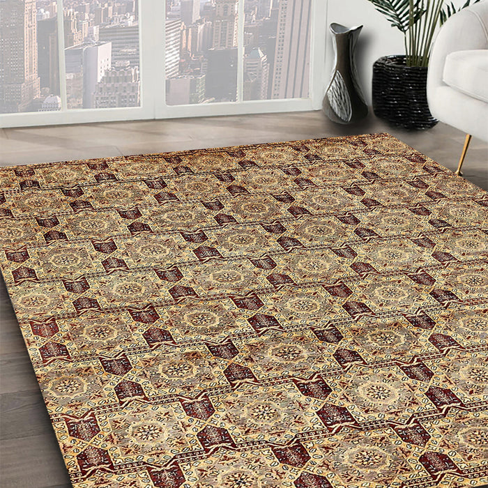 Machine Washable Abstract Red Brown Rug in a Family Room, wshabs465