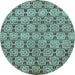 Round Abstract Light Blue Modern Rug, abs465lblu