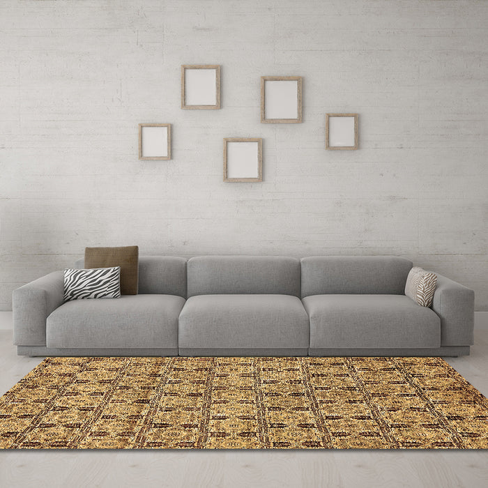 Machine Washable Abstract Brown Modern Rug in a Living Room,, wshabs465brn