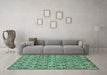 Machine Washable Abstract Turquoise Modern Area Rugs in a Living Room,, wshabs465turq