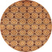 Round Machine Washable Abstract Orange Modern Area Rugs, wshabs465org