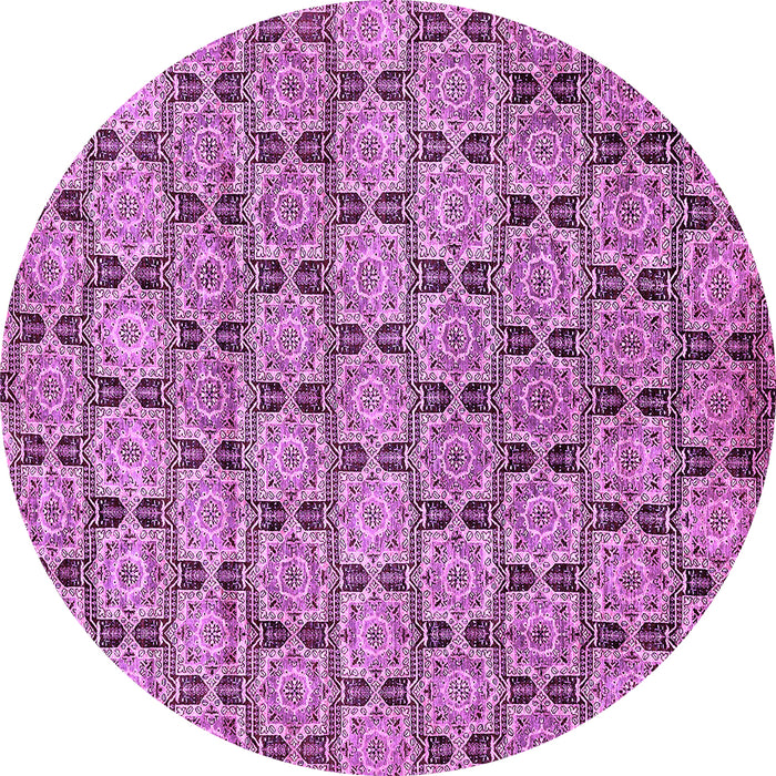 Round Machine Washable Abstract Purple Modern Area Rugs, wshabs465pur
