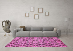 Machine Washable Abstract Pink Modern Rug in a Living Room, wshabs465pnk
