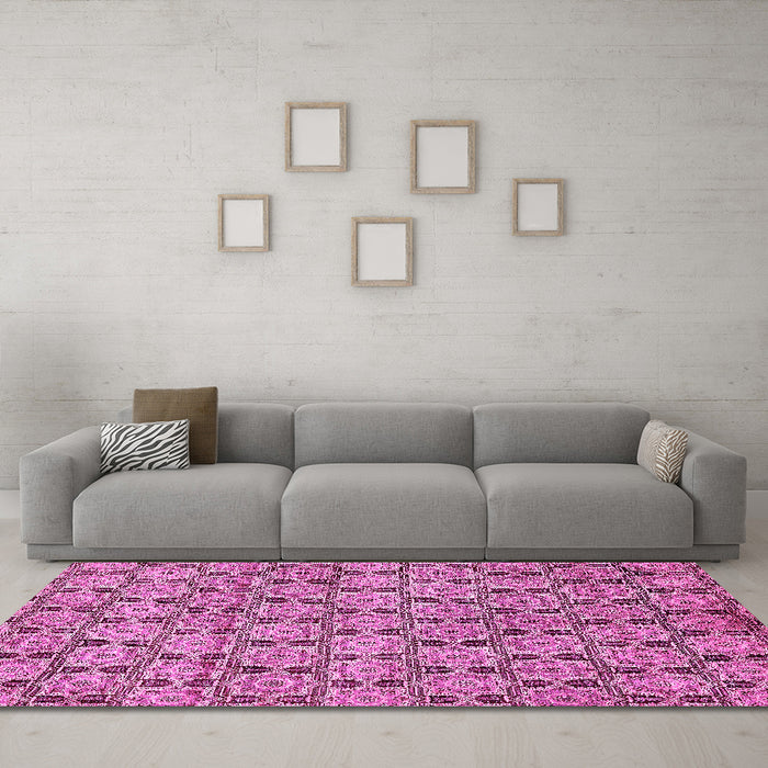 Machine Washable Abstract Pink Modern Rug in a Living Room, wshabs465pnk