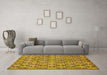 Machine Washable Abstract Yellow Modern Rug in a Living Room, wshabs465yw