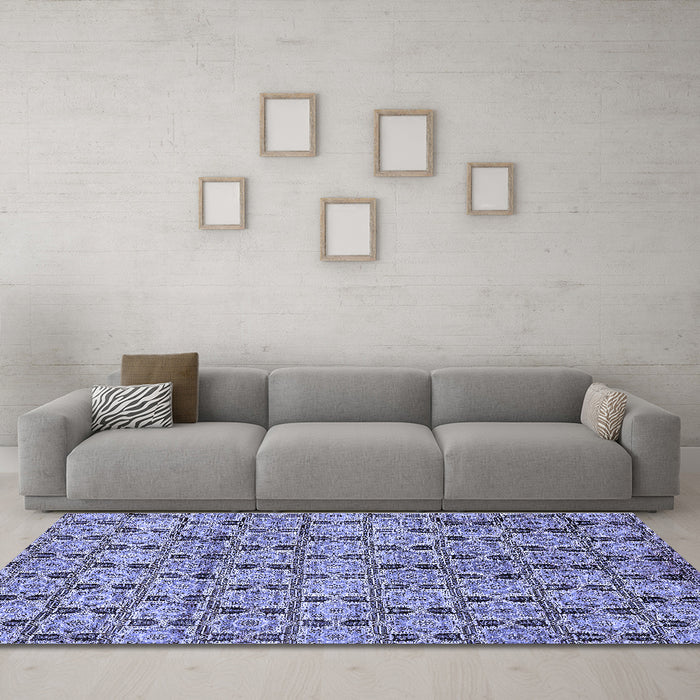 Machine Washable Abstract Blue Modern Rug in a Living Room, wshabs465blu